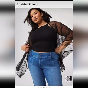 Torrid Black Sheer Beaded Ruana